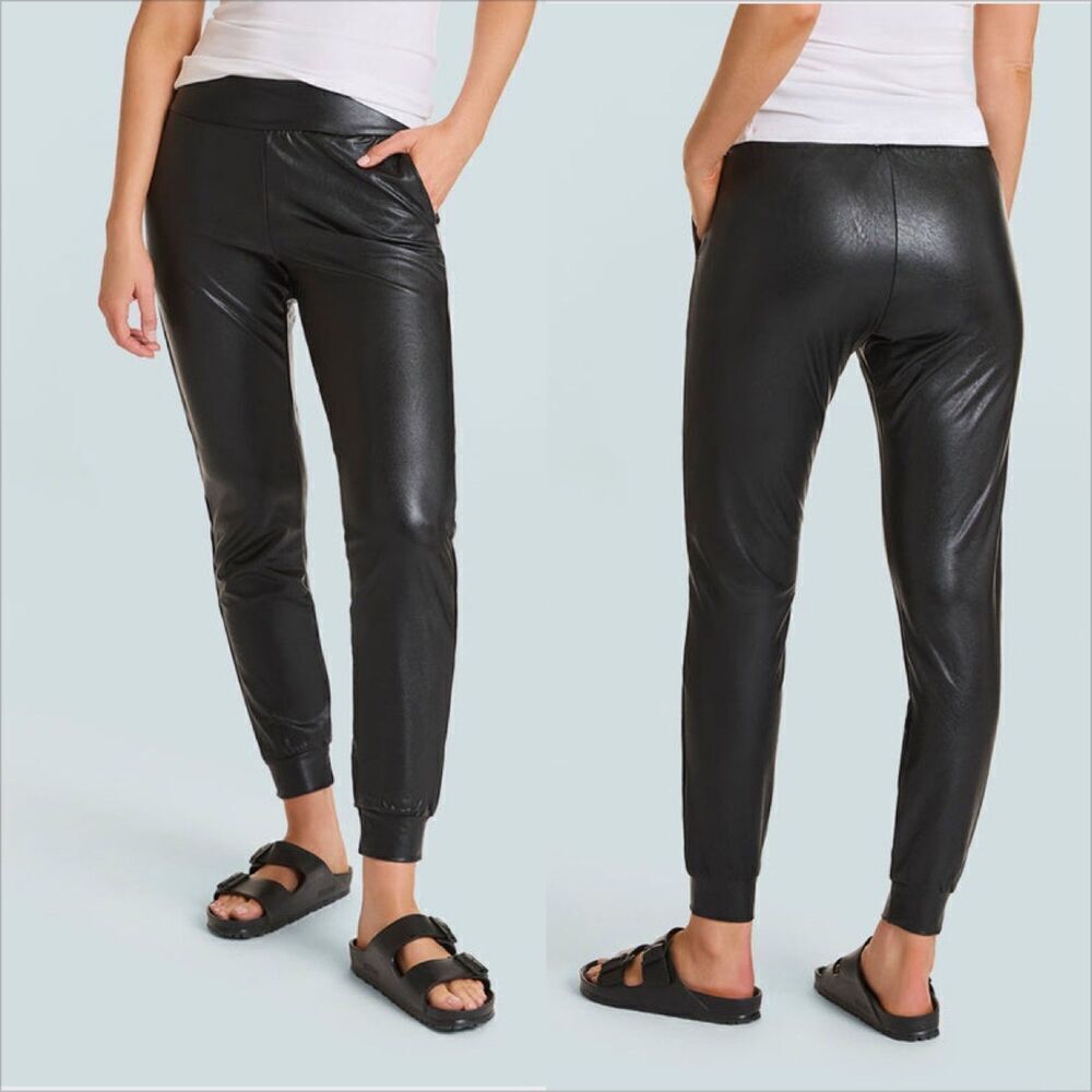Commando Faux Leather Jogger Size Small Black 4 Way Stretch Pockets